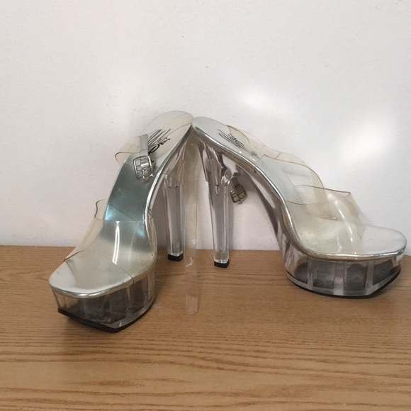 New Women’s Wild Rose Super Sexy Stripper Clear 5.5”-6” Platform Heels Size 5.5 - Picture 1 of 11